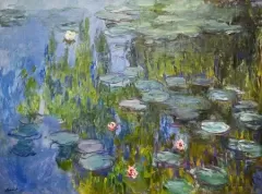 Claude Monet's Water Lilies (1915), famous vintage painting. Original public domain image from Digital Commonwealth. Digitally enhanced by rawpixel.More: Original public domain image from Wikimedia Commons