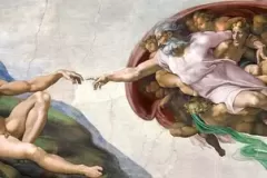Michelangelo Buonarroti's The Creation of Adam (circa 1511) famous painting. Original from Wikimedia Commons. Digitally enhanced by rawpixel.