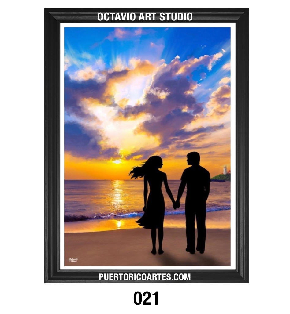 G-021 Pareja en la Playa al Atardecer (Vertical)