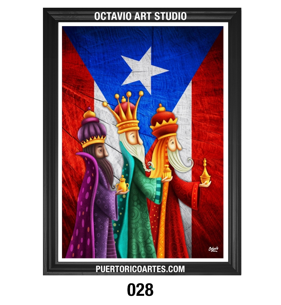 PR-028 Bandera de Puerto Rico y Reyes Magos con Regalos