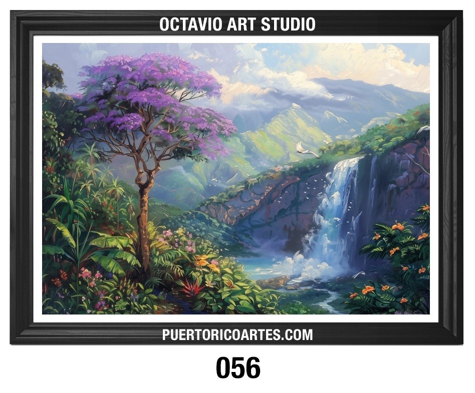 PR-056 – Jacaranda con Cascada en las Montañas v1