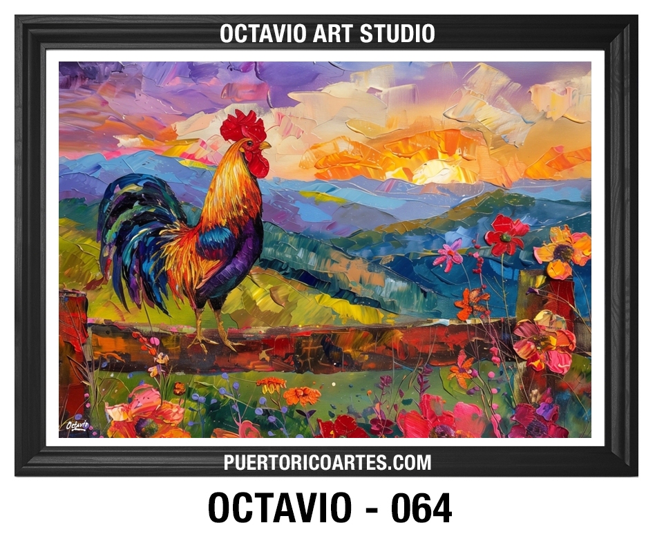 AN-064 Gallo al Amanecer con Flores I