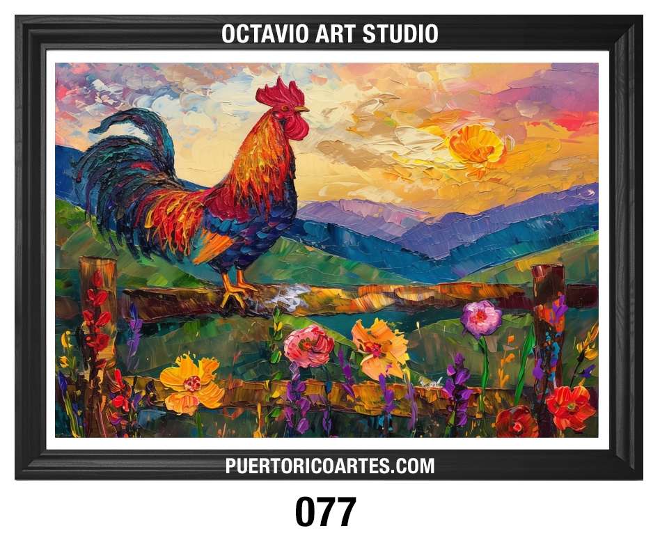AN-077 Gallo al Amanecer con Flores II