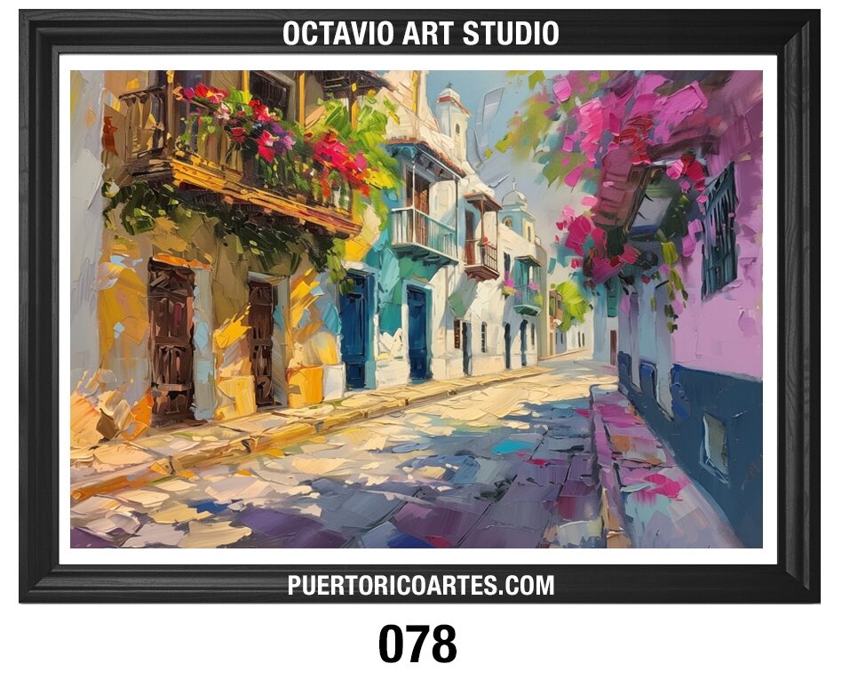 PR-078 Calles de Viejo San Juan con Balcones y Flores v3