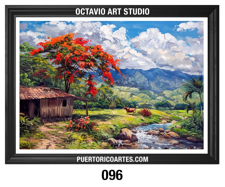 PR-096 – Casita de Campo, Flamboyán Rojo y Río v1