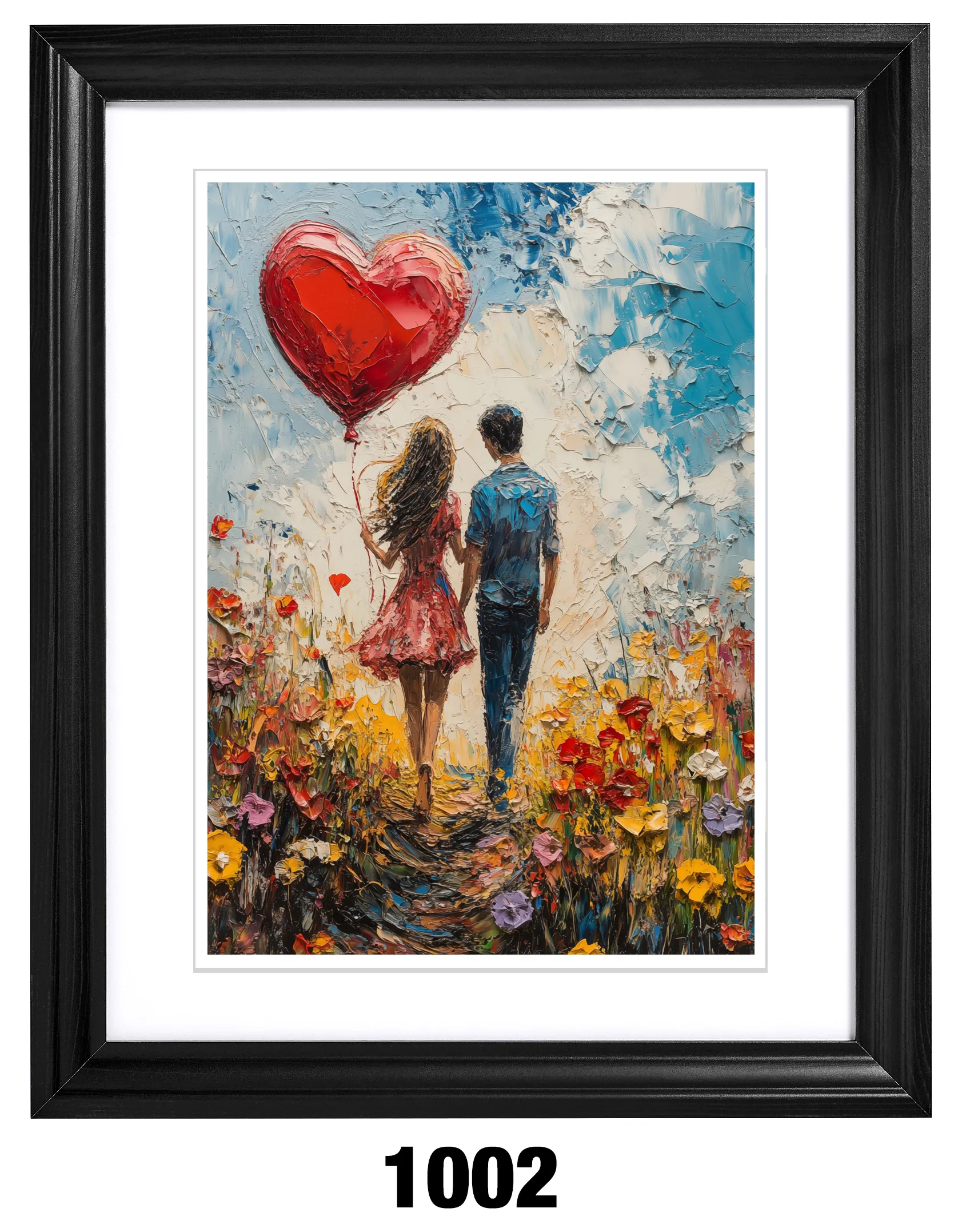 A-1002 Pareja caminando con Globo de Corazón Rojo 1