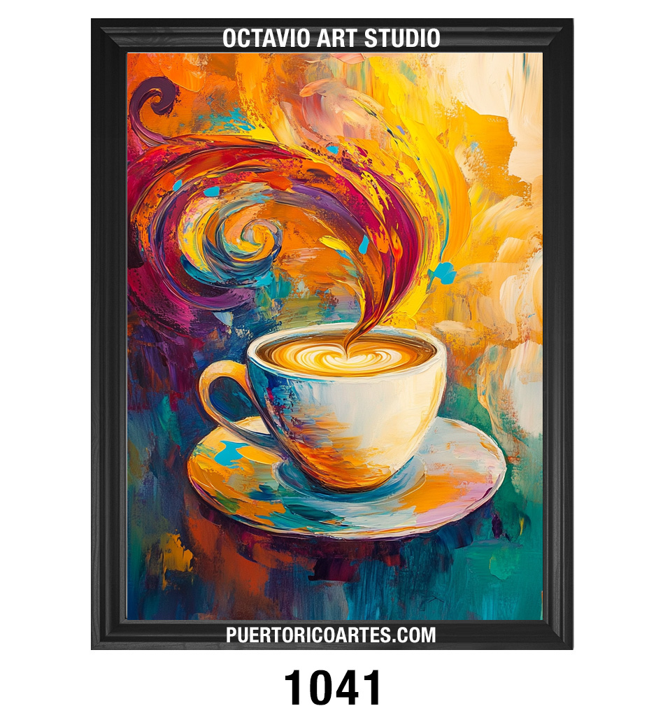 C-1041 Taza de Café Late Explosión Abstracta V (Vertical)