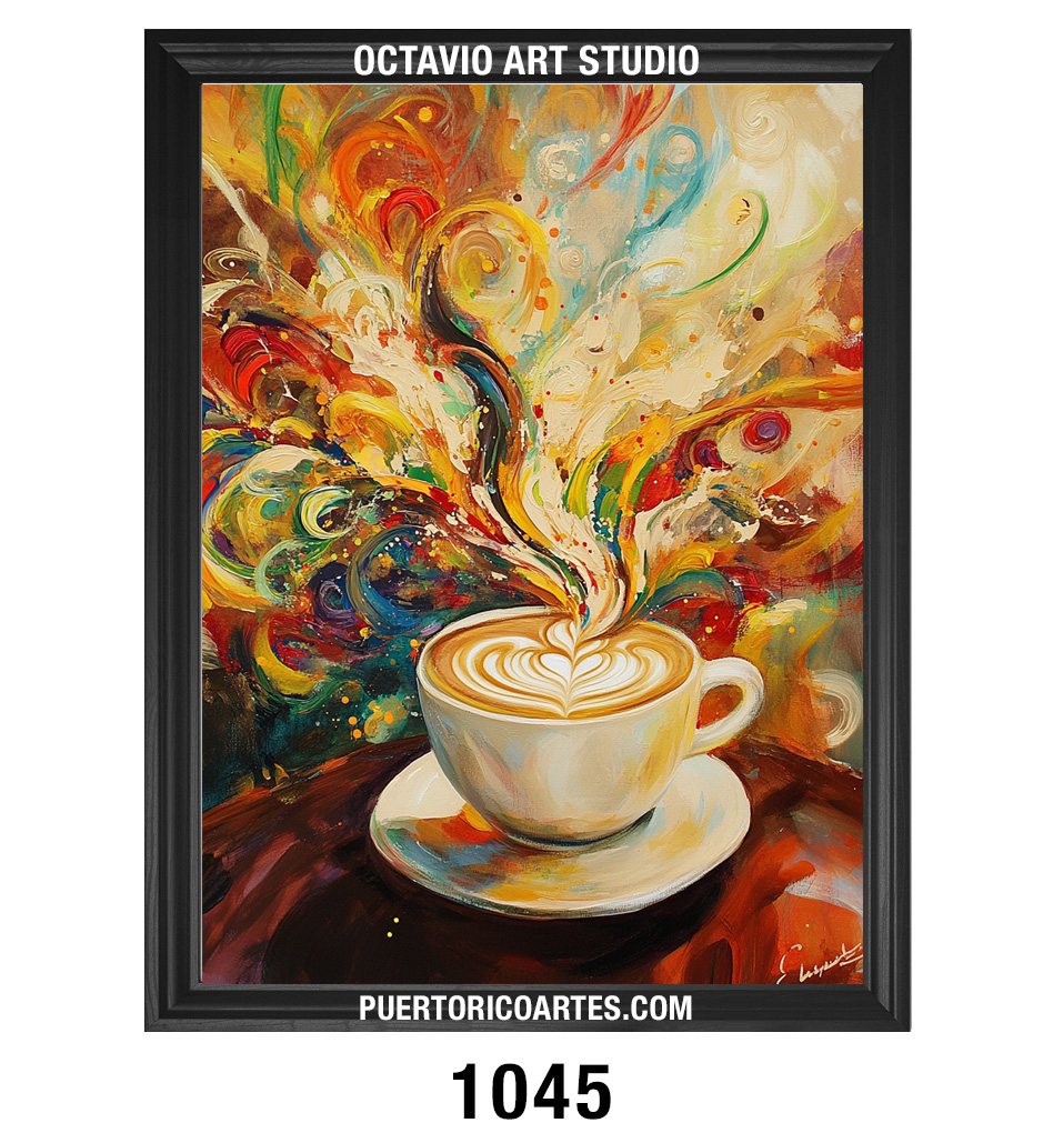 C-1045 Taza de Café Late Explosión Abstracta III (Vertical)