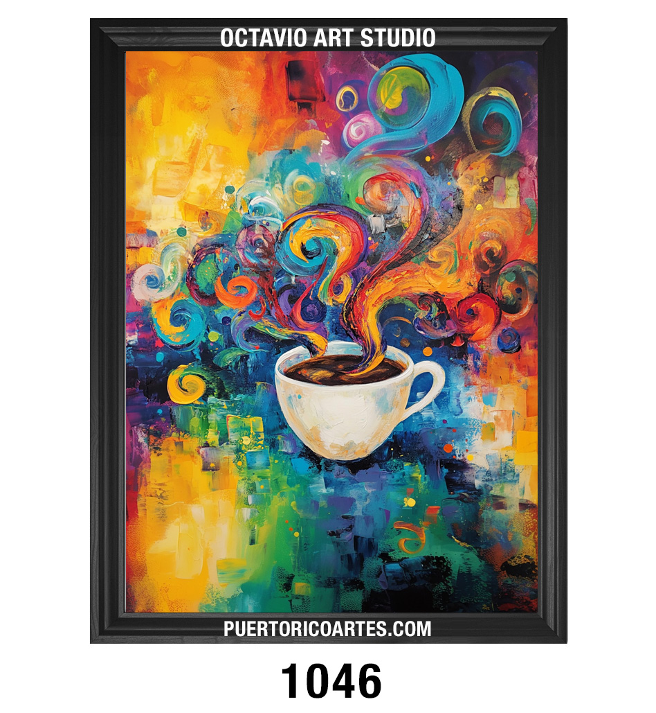 C-1046 Taza de Café Late Explosión Abstracta IV (Vertical)