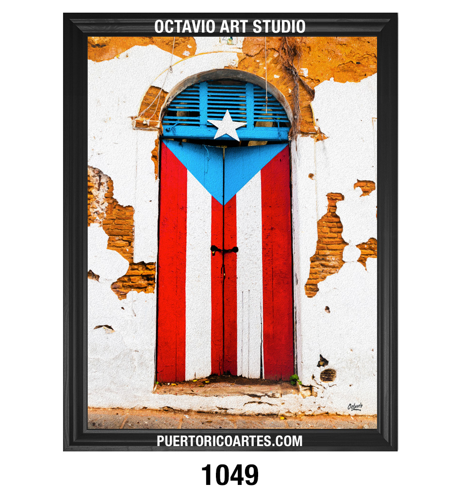 PR-1049 Puerta con Bandera de Puerto Rico en Viejo San Juan (Vertical)