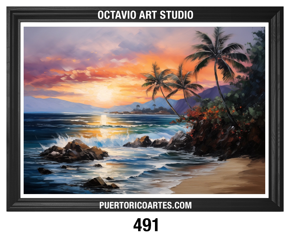 PR-491 Playa, Olas y Palmeras al Atardecer II