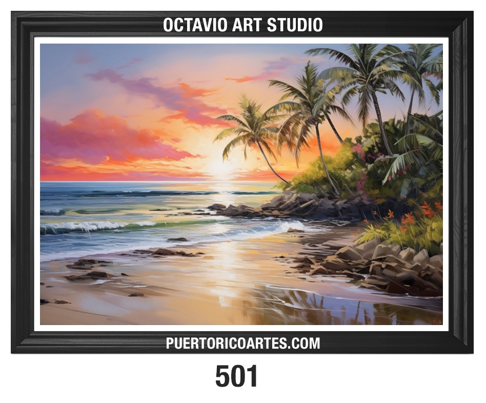 PR-501 Playa, Olas y Palmeras al Atardecer I