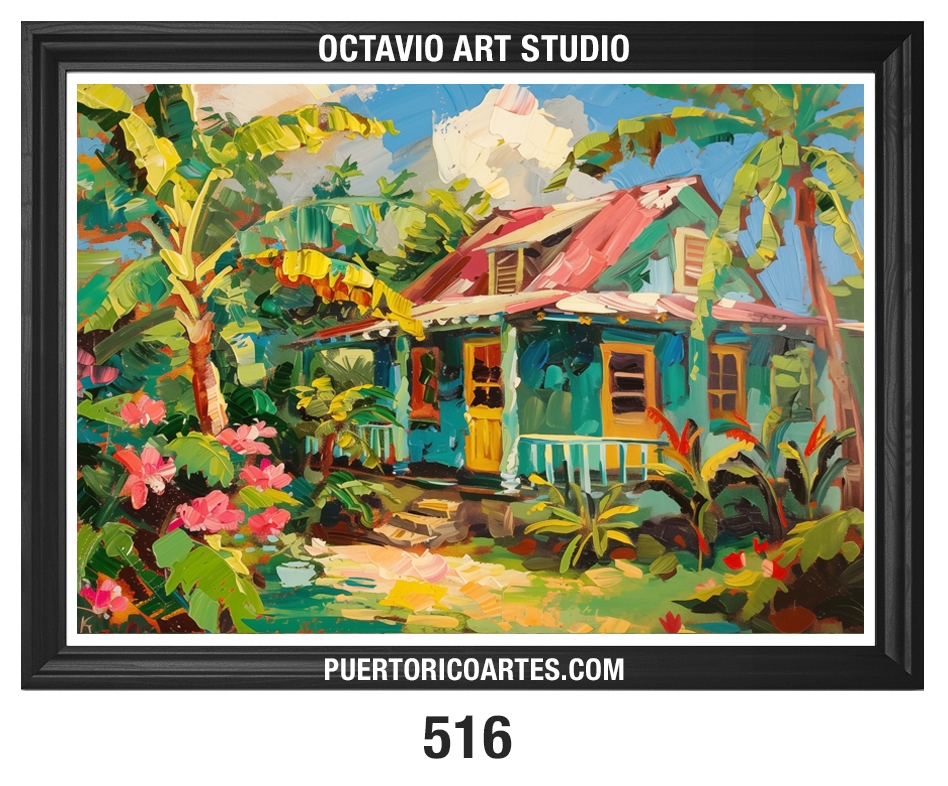 A-516 Colorida Casita Caribeña de Madera I