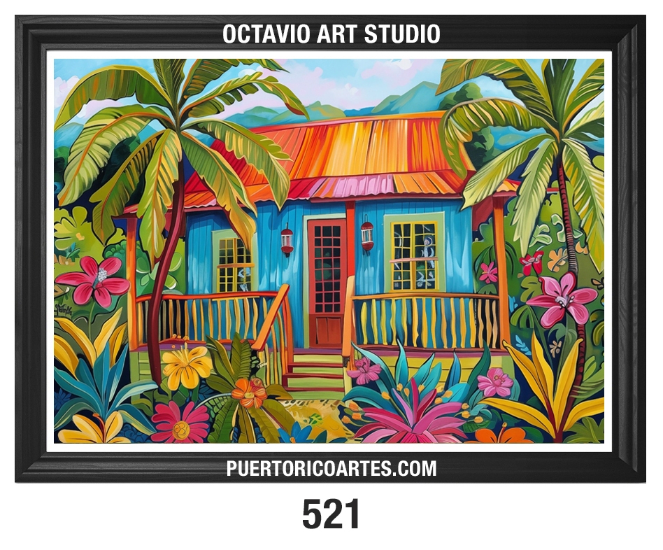 A-521 Colorida Casita Caribeña de Madera V