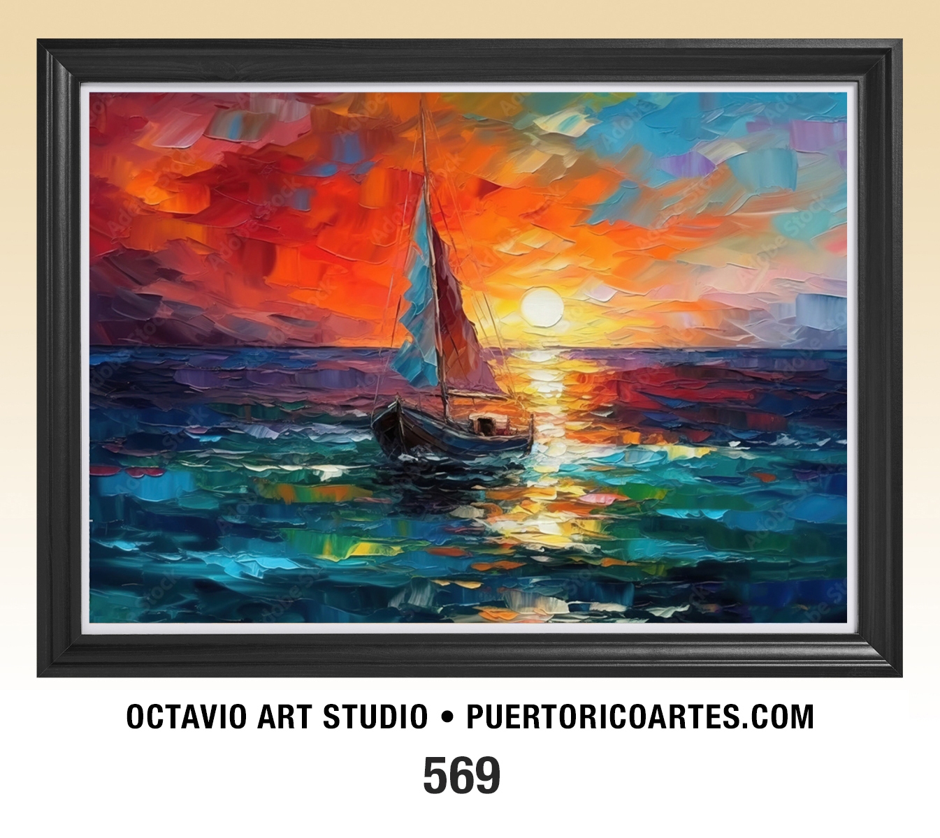 PR-569 Velero en el Mar al Atardecer I