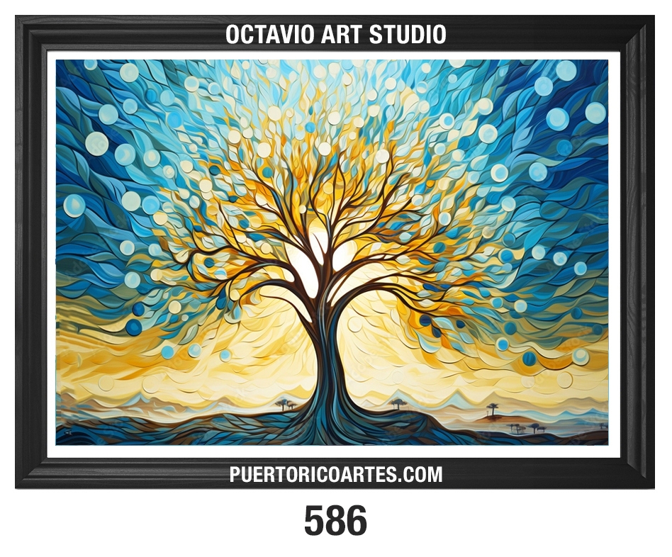 A-586 Arbol de la Vida Azul y Dorado