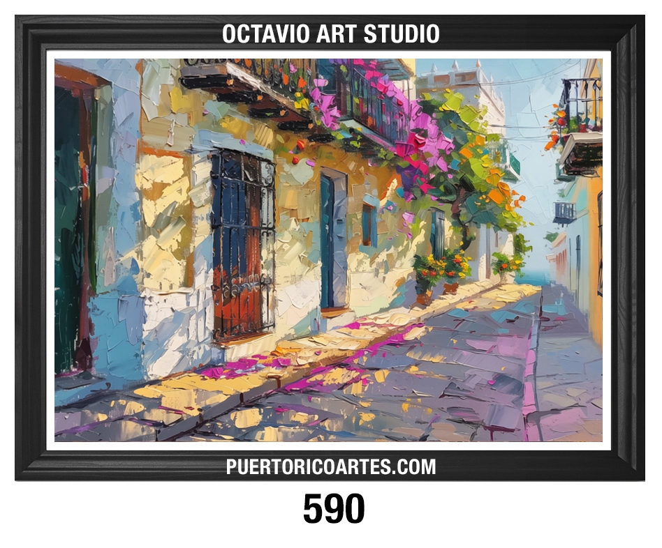 PR-590 Calles de Viejo San Juan con Balcones y Flores v1