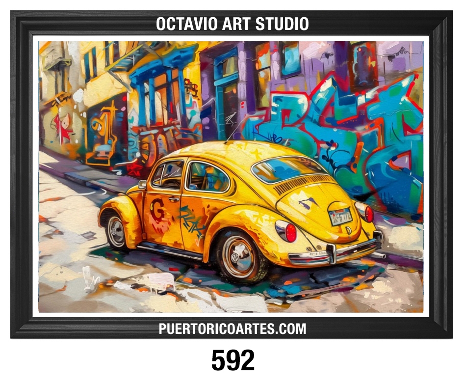 A-592 Volky Amarillo en Calle con Grafiti