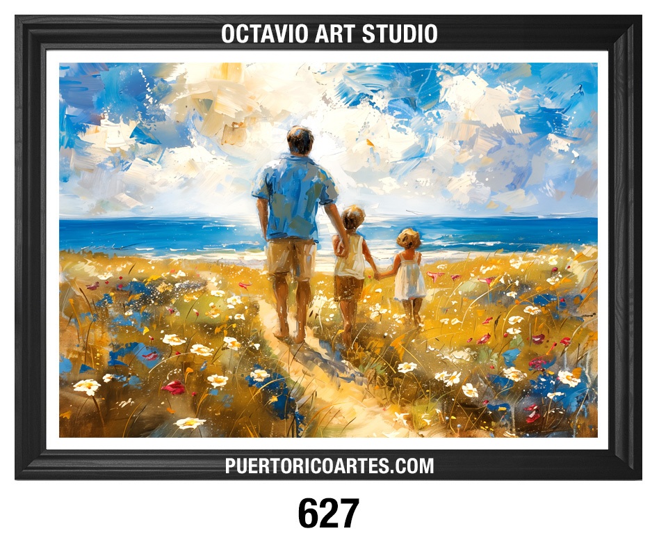 G-627 Padre con dos hijos caminando hacia la Playa I