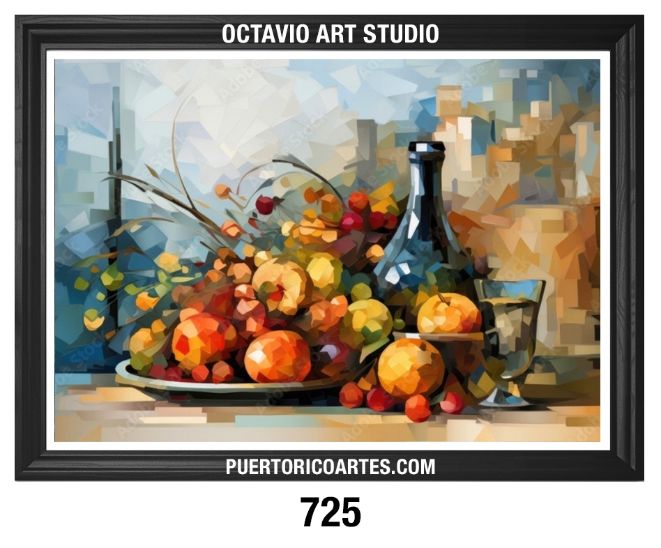 PR-725  Bodegón con Vino y Frutas Abstracto