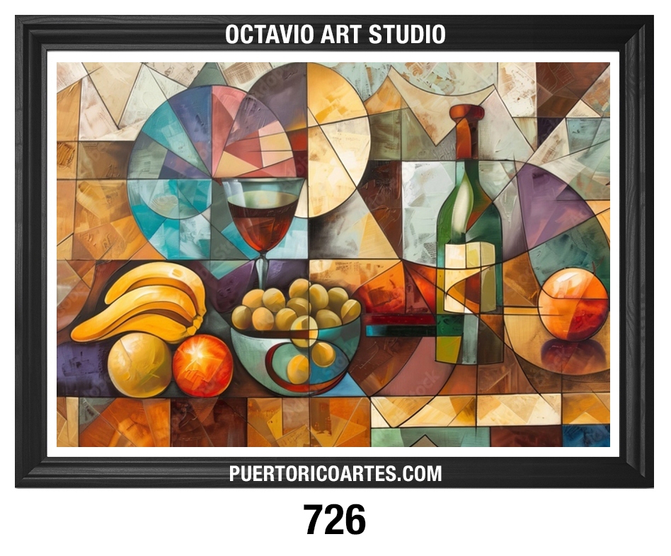 PR-726 Bodegón de Vinos y Frutas con efecto de Vitrales XIII