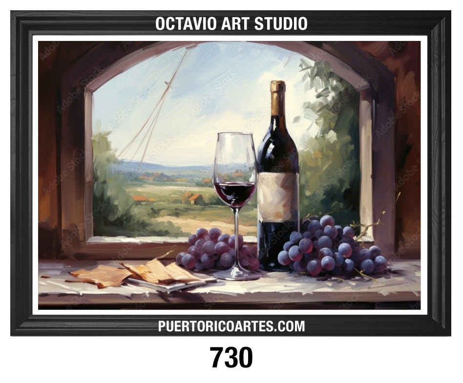 PR-730 Bodegón de Vino con Uvas en Viñedo