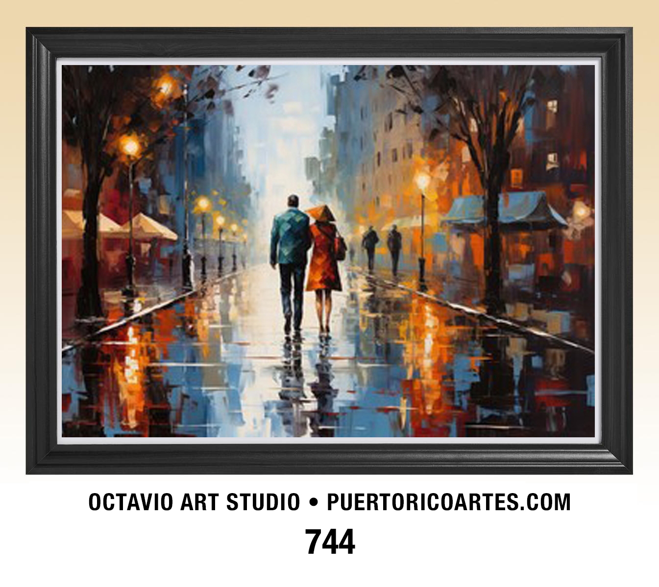 G-744 Pareja caminando en la Ciudad de Noche