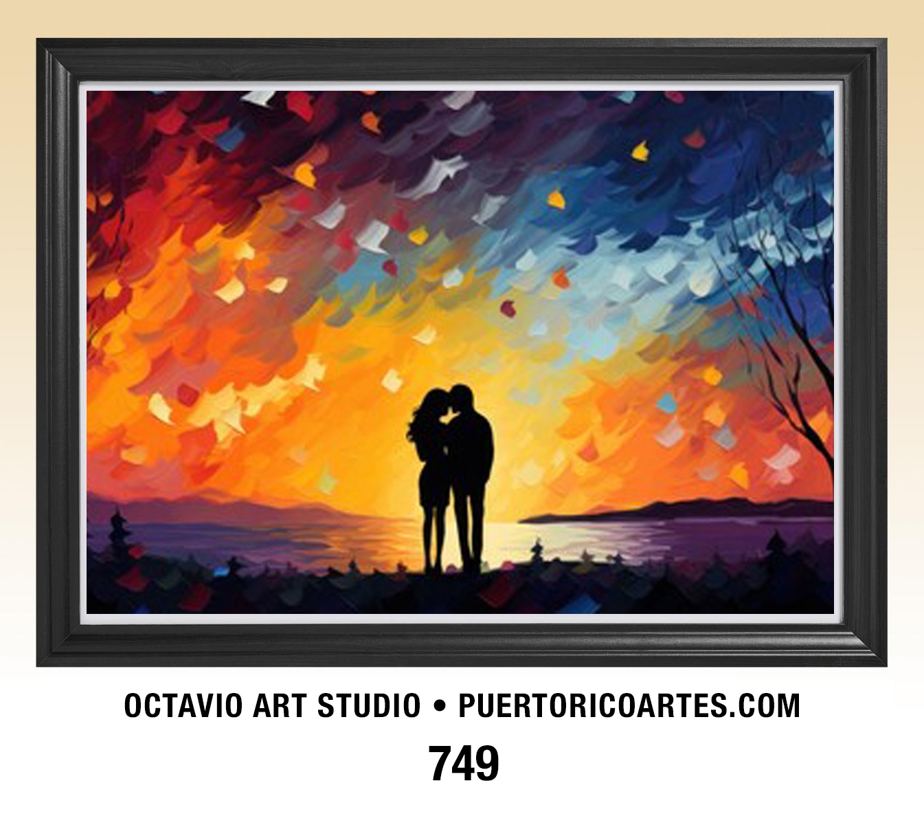 G-749 Pareja frente a cielo de colores