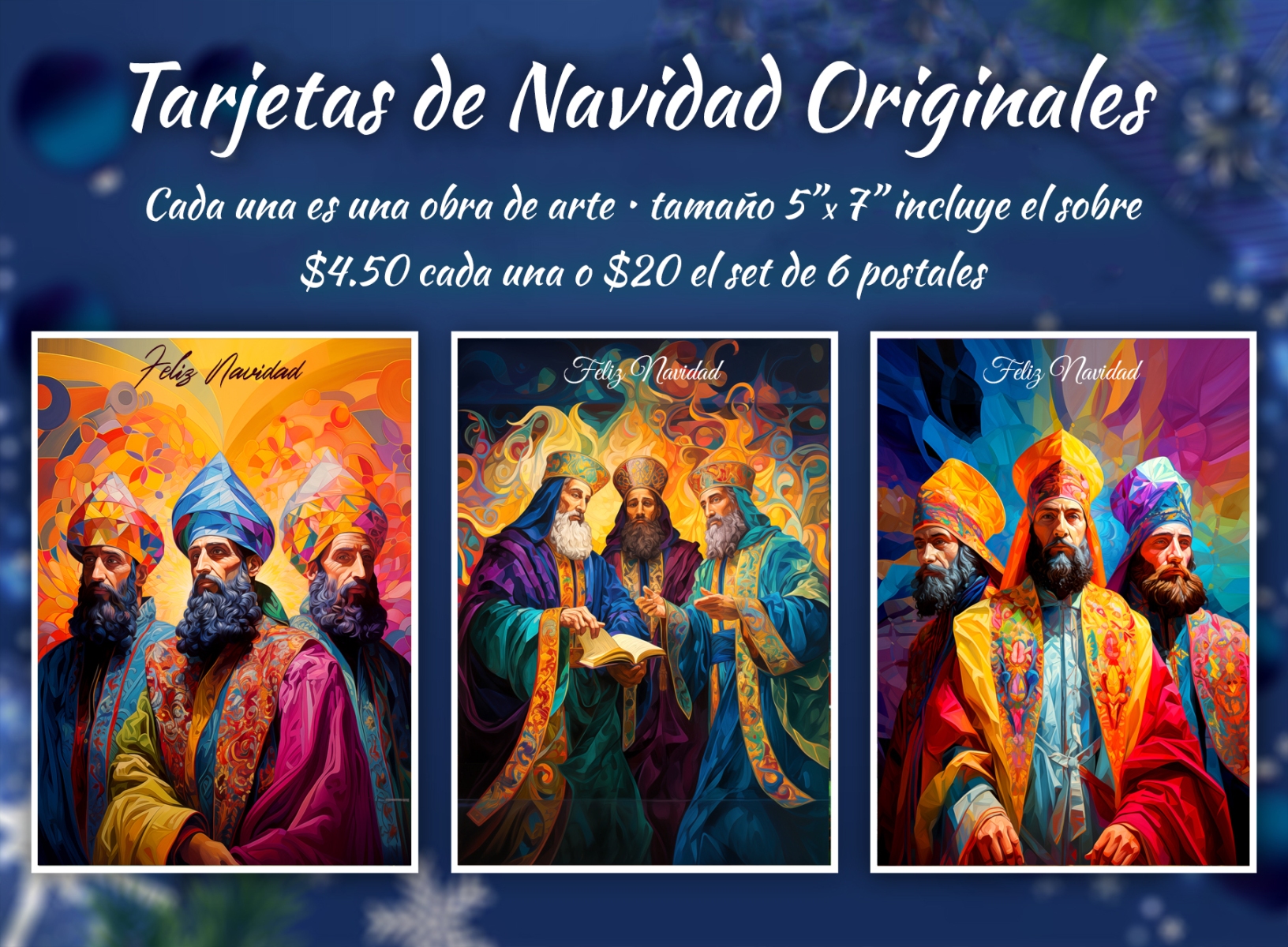 T-190 Tarjetas de Navidad Reyes Magos Sabios (Set de 3)