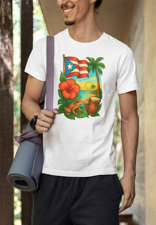 Camiseta T-Shirt de Collage de Puerto Rico Octavio Art Studio - Camiseta T-Shirt de Collage de Puerto Rico