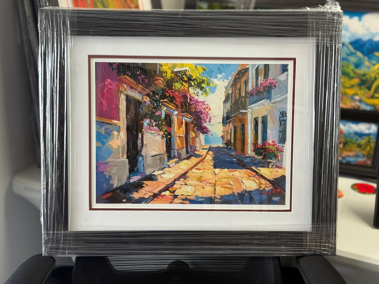 PR-071 Calles de Viejo San Juan con Balcones y Flores v2 - 18x22