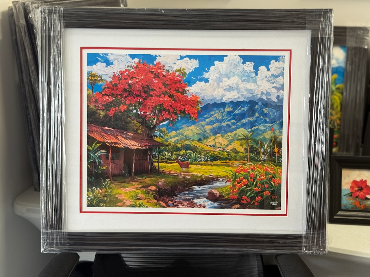 PR-906 - Casita de Campo, Flamboyán Rojo y Río v2 - 25x29