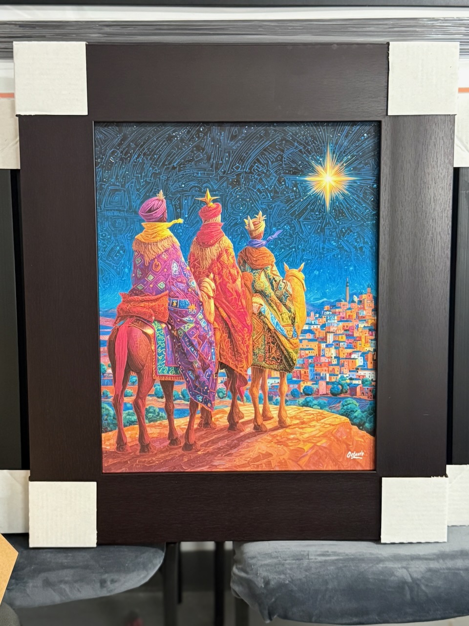 PR-1032 Reyes Magos A Belén - Enmarcado profesional sin cristal 23"x27"