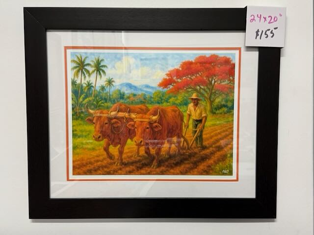 PR-1020 Arando Bueyes En El Campo – Enmarcado profesional 24×20″