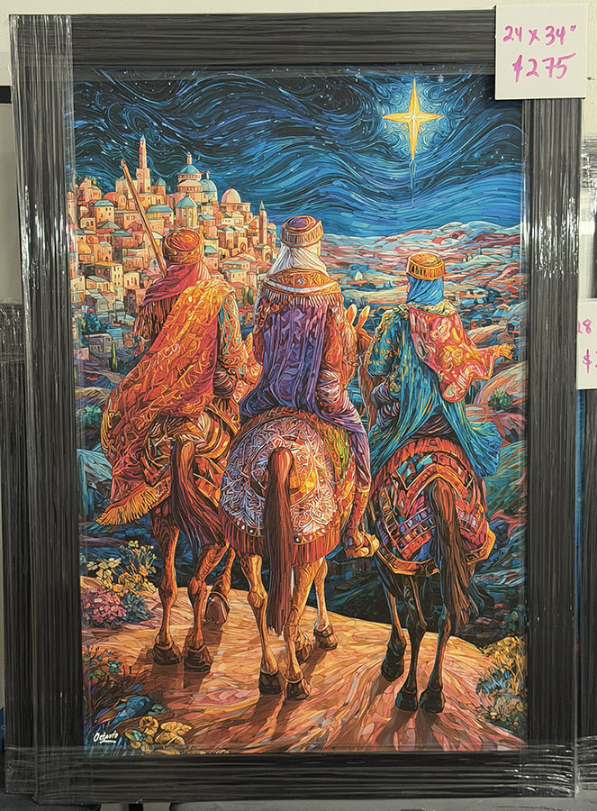 PR-1070 Reyes Magos A Belén B – Enmarcado profesional sin cristal 24"x34" (Vertical)