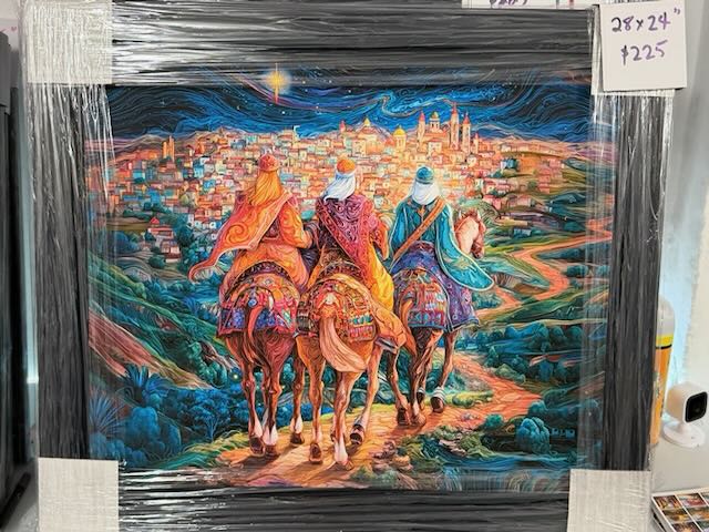 PR-1060 Reyes Magos A Belén – Enmarcado profesional sin cristal negro 28"x24"