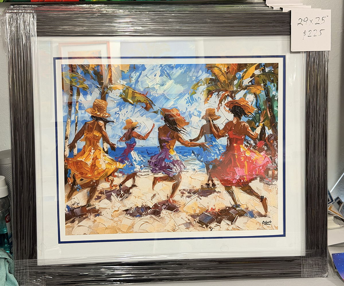 PR-059 Mujeres Bailando en la Playa – Enmarcado Profesional - Enmarcado profesional con cristal 29x25"