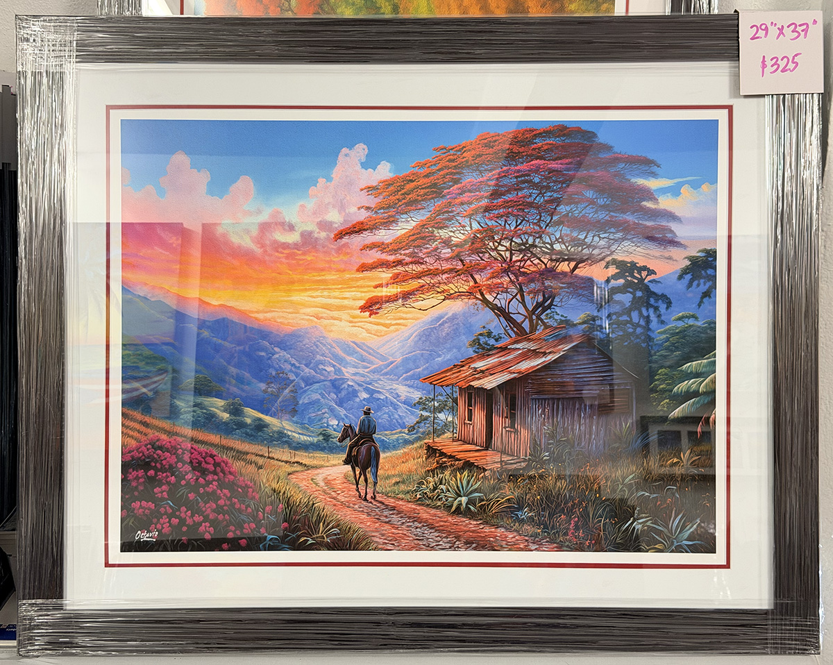 PR-1031 A Caballo Voy En El Campo De Puerto Rico - Enmarcado profesional con cristal 37x29"