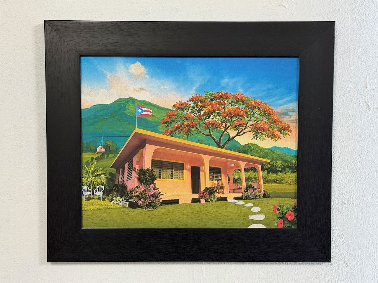 DHPM 2 - Debí haber pintado más, Inspirado en la Casa de Bad Bunny en marco wengue 26x21.5" (DTMF)