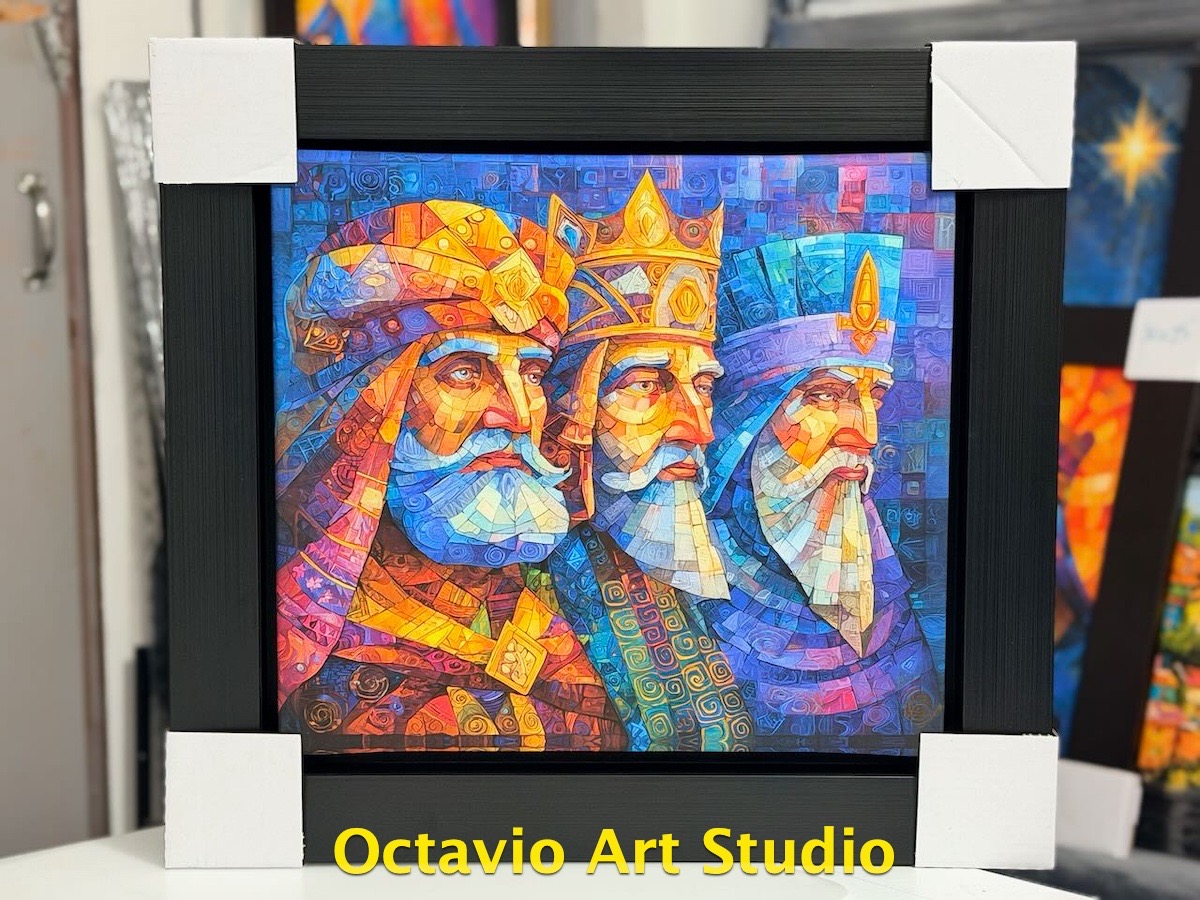 Reyes 2026 A - Enmarcado Profesional Canvas Flotante Negro 24x22"