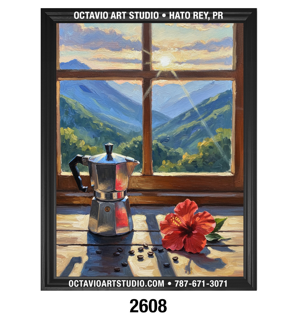 PR-2608 – Greka Con Amapola En La Ventana II (Vertical)