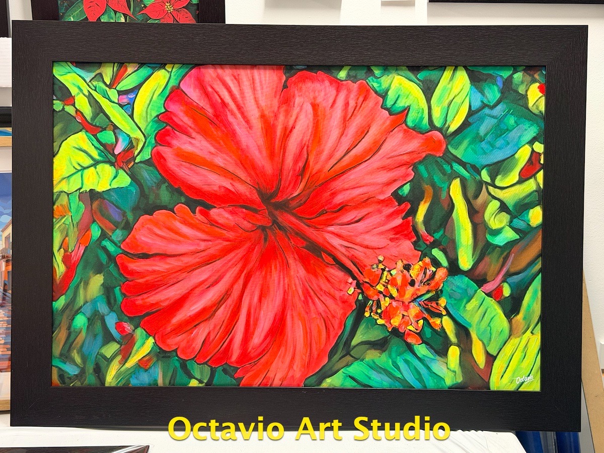 PR-017 Amapola Del Bosque – Enmarcado profesional sin cristal wengue 41"x29" (Retocado en Pincel)