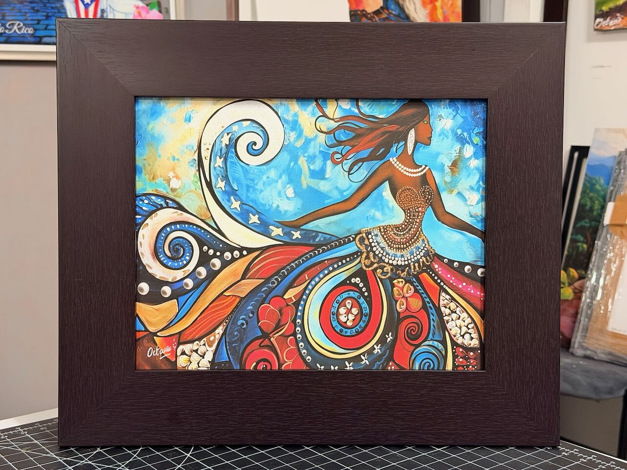 A-098 Diosa Negra Del Mar - Enmarcado Profesional 15x18"