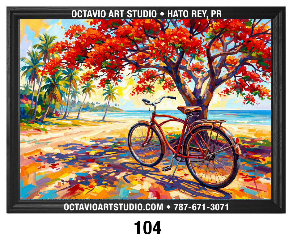 PR-104 Bicicleta en la Playa con Flamboyan PR-104 Bicicleta en la Playa con Flamboyan